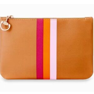 NEW Ipsy Leather Striped Makeup Bag